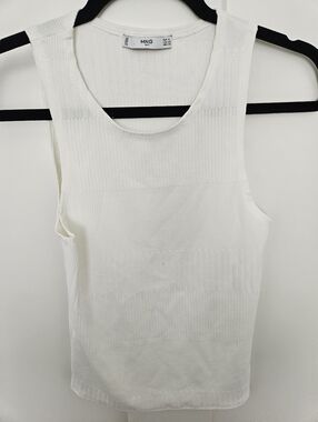 Mango White ribbed tank top. Size XS